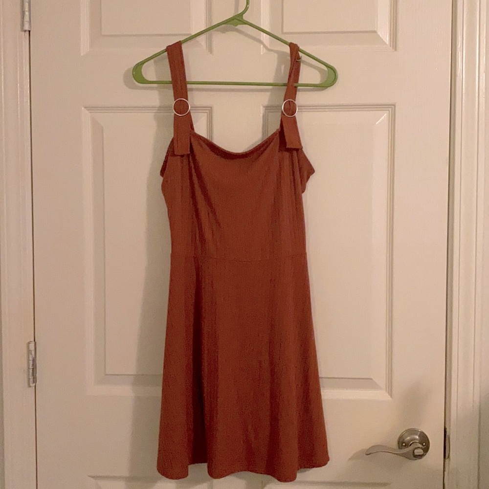 Rue21 burnt orange buckle skater dress